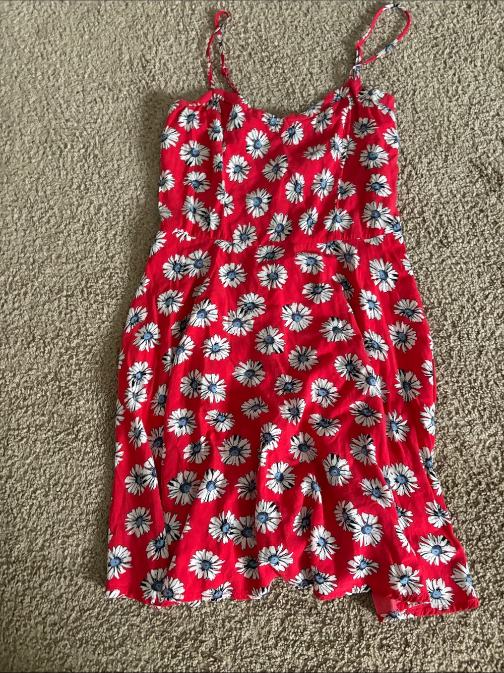 Girls Red Daisy Print Sundress - COTTON ON (fits like small)